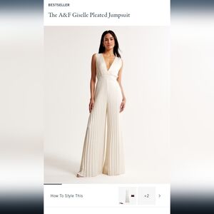 Abercrombie The A&F Giselle Pleated Jumpsuit - White, size Large